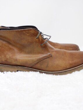 Crevo‎ Chukka Boots Mens 9.5 Chestnut Brown Leather Ankle Casual Lace Up Preppy